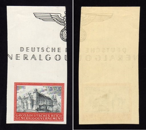 Zdjęcie oferty: GG 1944 - Wawel, Fi 125** cięty z górnym margin.