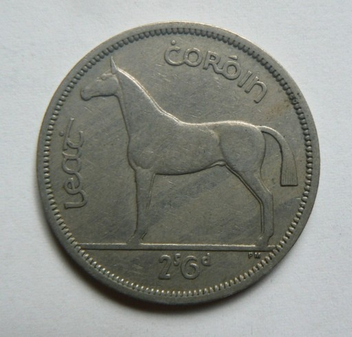 Zdjęcie oferty: Irlandia 1/2 korony, 1962. Koń