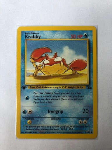 Zdjęcie oferty: Krabby karta pokemon 51/62 fossil NM 1st 