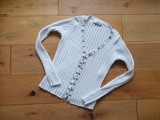 Zdjęcie oferty: Biały sweter kardigan zapinany na haftki S