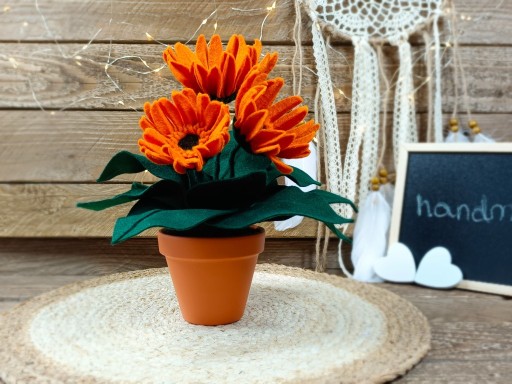 Zdjęcie oferty: Gerbera, kwiat z filcu, pomarańczowa