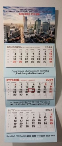 Zdjęcie oferty: 3x kalendarz trójdzielny ścienny 3-dzielny 2024