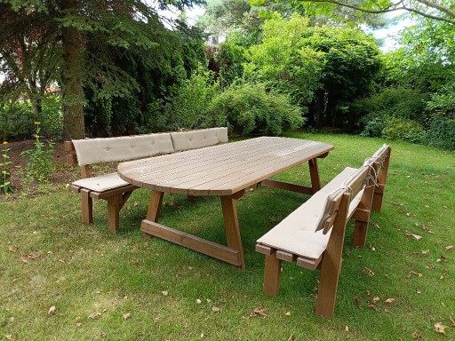 Zdjęcie oferty: stół (3m) i 2 ławy (2,5m) zestaw na 12 os. -drewno