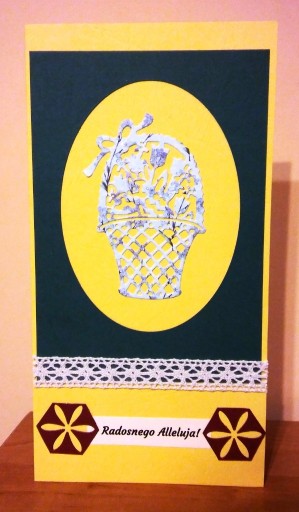 Zdjęcie oferty: Kartka Wielkanocna z koronką - 11cm na 21cm.