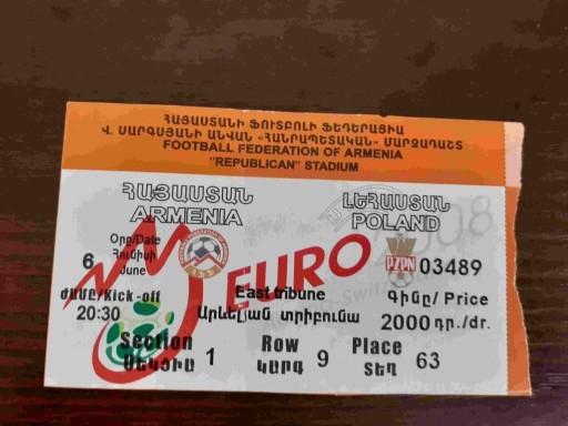 Zdjęcie oferty: ARMENIA - POLSKA 2007 POMARAŃCZOWY