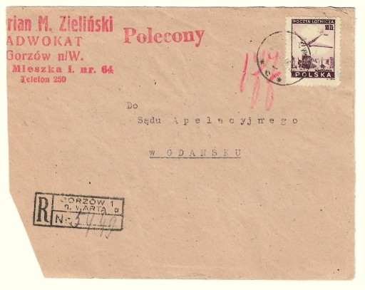 Zdjęcie oferty: Koperta, stempel Gdańsk 1946r. Znaczek nr nr 395