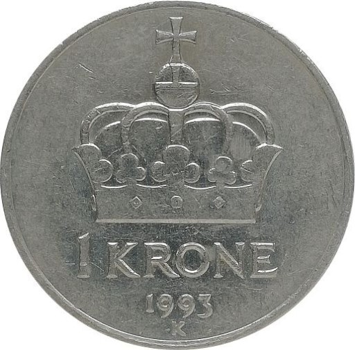 Zdjęcie oferty: Norwegia 1 krone 1993, KM#436