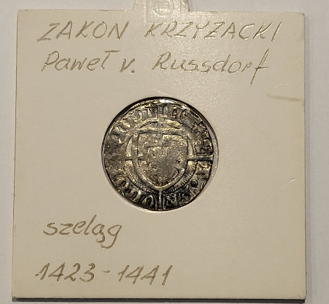 Zdjęcie oferty: Szeląg Krzyżacki Ag P. von Russdorf (1423-1441) 