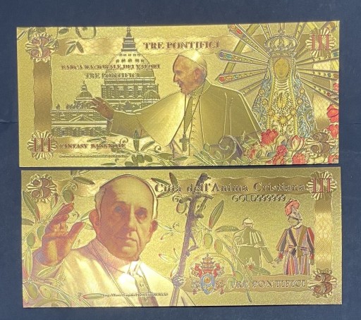 Zdjęcie oferty: Banknoty Pozłacane Papież Franciszek