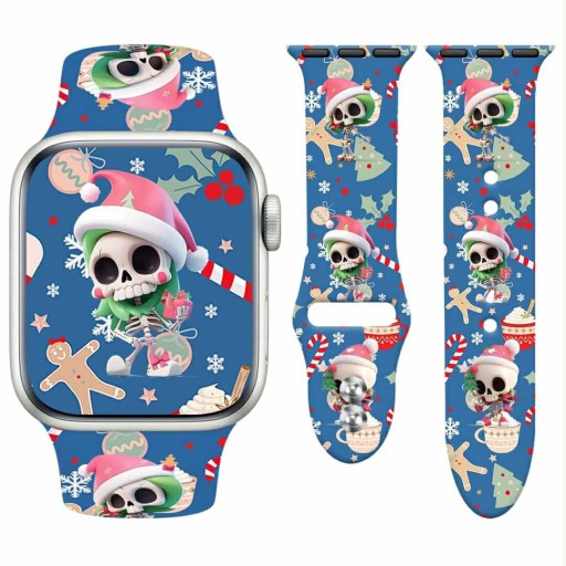 Zdjęcie oferty: Pasek do Apple Watch 38-49 mm iWatch ultra 1-10SE Christmas skull niebieski