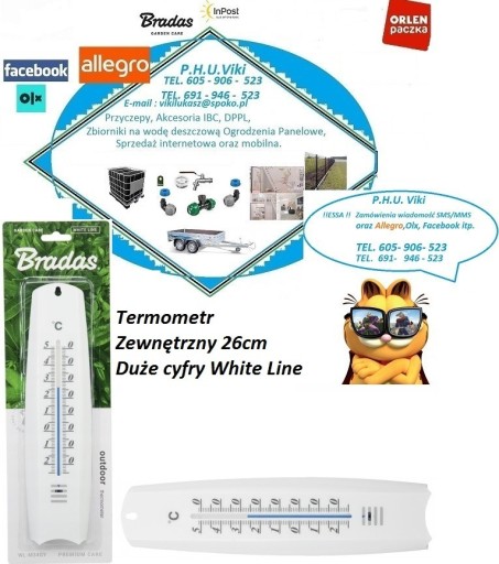 Zdjęcie oferty: Termometr zewnętrzny 26cm Duże cyfry White Line