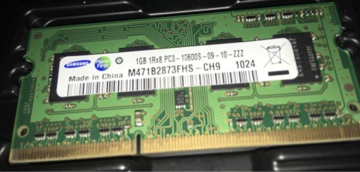 Zdjęcie oferty: RAM SODIMM 1GB DDR3-1333 PC3-10600s Samsung