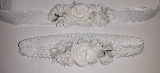 Zdjęcie oferty: Opaska I pasek do chrztu. Biały zestaw.