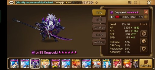 Zdjęcie oferty: Summoners War 1xLD (Ongyouki Dark Onimush) starter