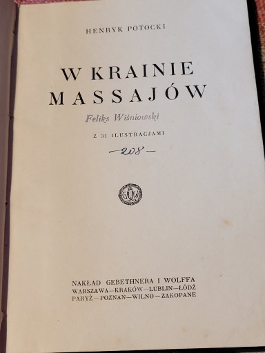 Zdjęcie oferty: W krainie Masajów Henryk Potocki 1928 Kraków 