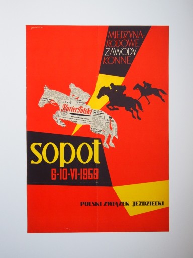 Zdjęcie oferty: Sopot Plakat Jeździectwo Sport 1959 Woźnicki