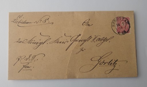 Zdjęcie oferty: Obwoluta listu z miejscowości Sprottau z roku 1876