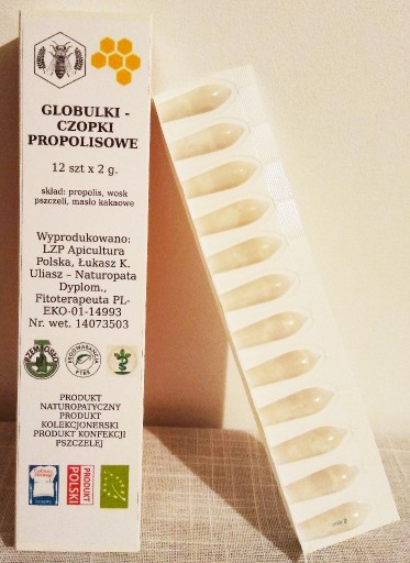 Zdjęcie oferty: Czopki globulki propolisowe propolis Apicultura