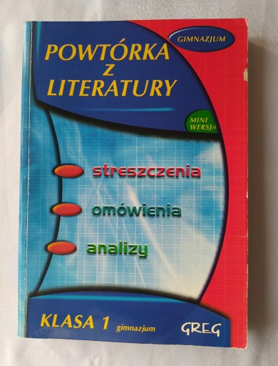 Zdjęcie oferty: POWTÓRKA Z LITERATURY – klasa 1 – gimnazjum