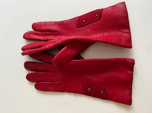 Zdjęcie oferty: Rękawiczki skórzane damskie, czerwone, nowe
