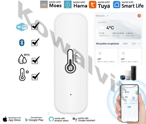 Zdjęcie oferty: Czujnik temperatury wilgotności wifi Tuya z Polski