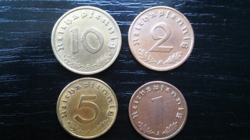 Zdjęcie oferty: Niemcy - zestaw 10,5,2,1 Reichspfennig z 1938 A