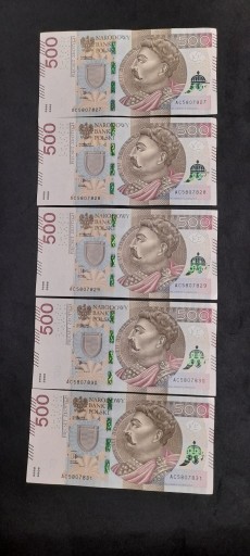 Zdjęcie oferty: Banknoty 500 zł z serii AC kolejne numery