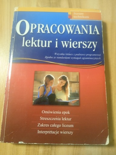 Zdjęcie oferty: Opracowania lektur i wierszy Technikum, liceum 