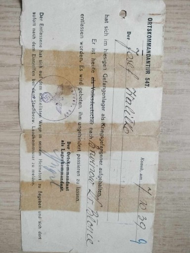 Zdjęcie oferty: Dokument niemiecki z 1939 r. - Kolekcjonerowi