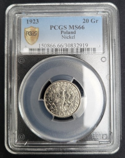 Zdjęcie oferty: II RP, 20 GROSZY 1923, PCGS MS66