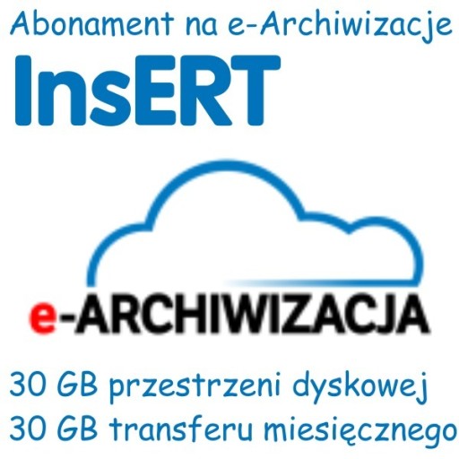Zdjęcie oferty: Abonament na e-Archiwizacje dla InsERT 30 GB