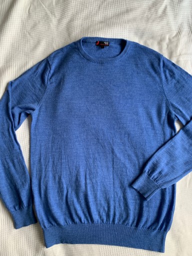 Zdjęcie oferty: Wełna merino piękny niebieski sweter Dressmann L