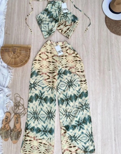 Zdjęcie oferty: Letni zestaw set top spodnie Zara XS S 34 36 ramie lato plaża wakacje nowy