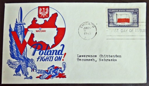 Zdjęcie oferty: USA FDC Flagi Aliantów POLAND Mi 523