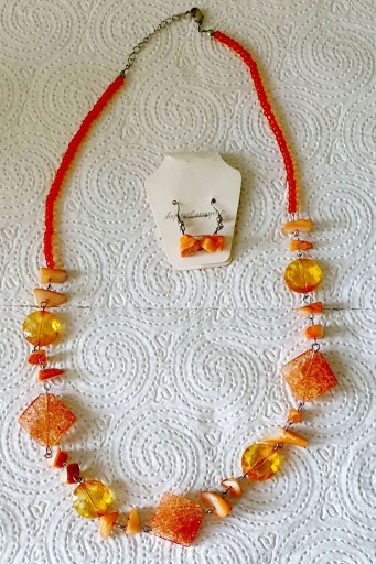 Zdjęcie oferty: Naszyjnik żólto-pomarańczowy z kolczykami