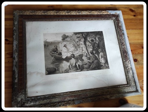 Zdjęcie oferty: Obraz stary zniszczony 110 x 89 cm reprodukcja