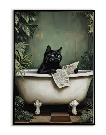 Zdjęcie oferty: Kot w łazience no 2 PLAKAT A3 Vintage, Cat - Trzeci plakat GRATIS