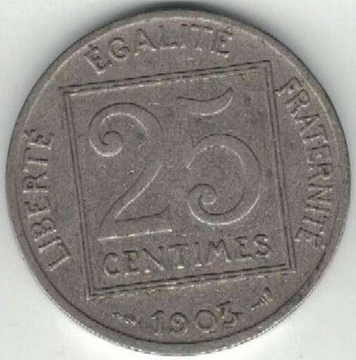 Zdjęcie oferty: Francja Republika 25 centymów centimes 1903 24 mm nr 3