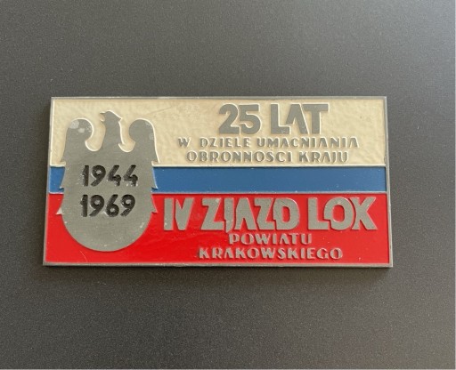 Zdjęcie oferty: Tabliczka pamiątkowa 25 lat Ligi Obrony Kraju 1944-1969 IV Zjazd LOK PRL