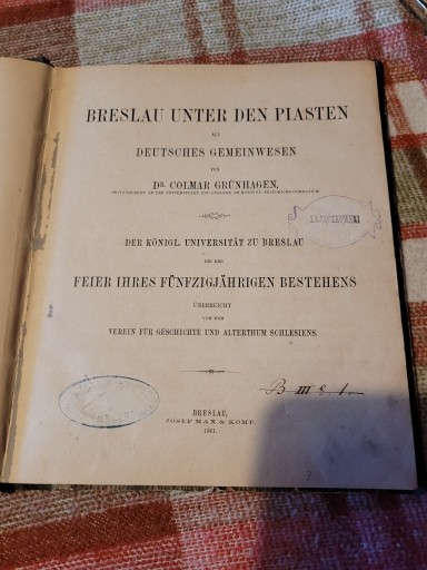 Zdjęcie oferty: Breslau unter den Piasten 1861Colmar Gruenhagen