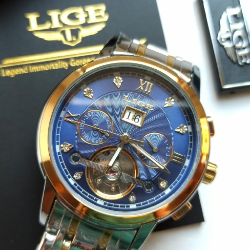 Zdjęcie oferty: Zegarek męski LIGE biznesowy mechanizm TOURBILLON