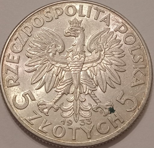 Zdjęcie oferty: 5 zł Głowa kobiety 1933 stan 1/1- Piękna! 