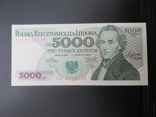 Zdjęcie oferty: Banknot 5000 złotych1982r. st UNC.