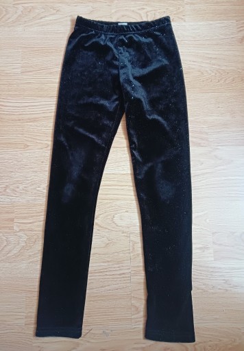 Zdjęcie oferty: Wady! Błyszczące czarne welurowe spodnie legginsy
