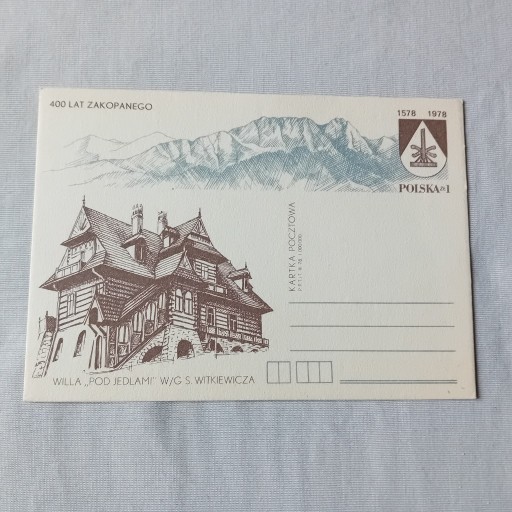 Zdjęcie oferty: Pocztówka 400 lat Zakopanego, PTTK 1978