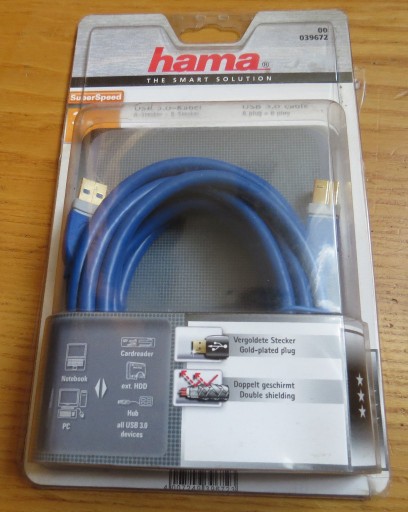 Zdjęcie oferty: Kabel HAMA niemiecki 3m A-B USB 3.0 długi kabel