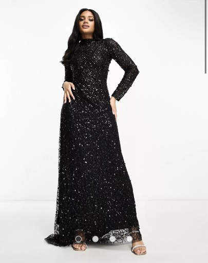 Zdjęcie oferty: Beauut – Czarna zdobiona sukienka maxi