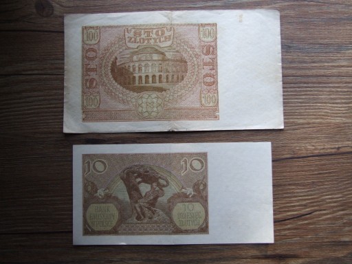 Zdjęcie oferty: banknoty okupacyjne, 10 i 100 zł, 1940