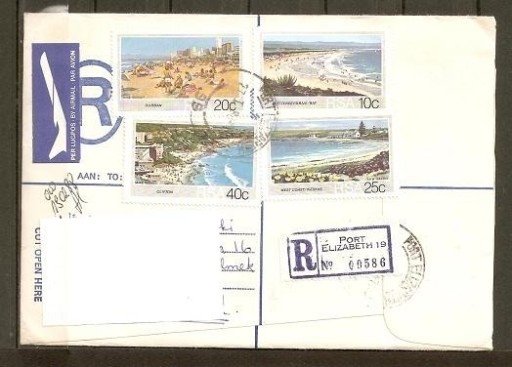 Zdjęcie oferty: Wybrzeże morskie (frankartura) na znaczkach, na liście z RPA