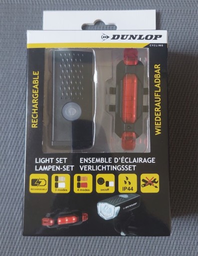 Zdjęcie oferty: Zestaw lampki rowerowe USB LED przód tył DUNLOP